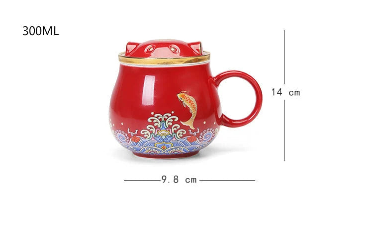 Tea Infuser Cup Porcelain With Lid & Infuser