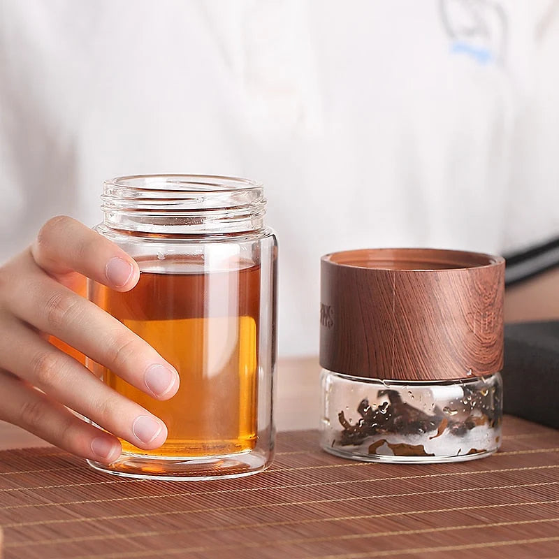 Tea Infuser Portable Borosilicate Glass Stainless Steel 200ml