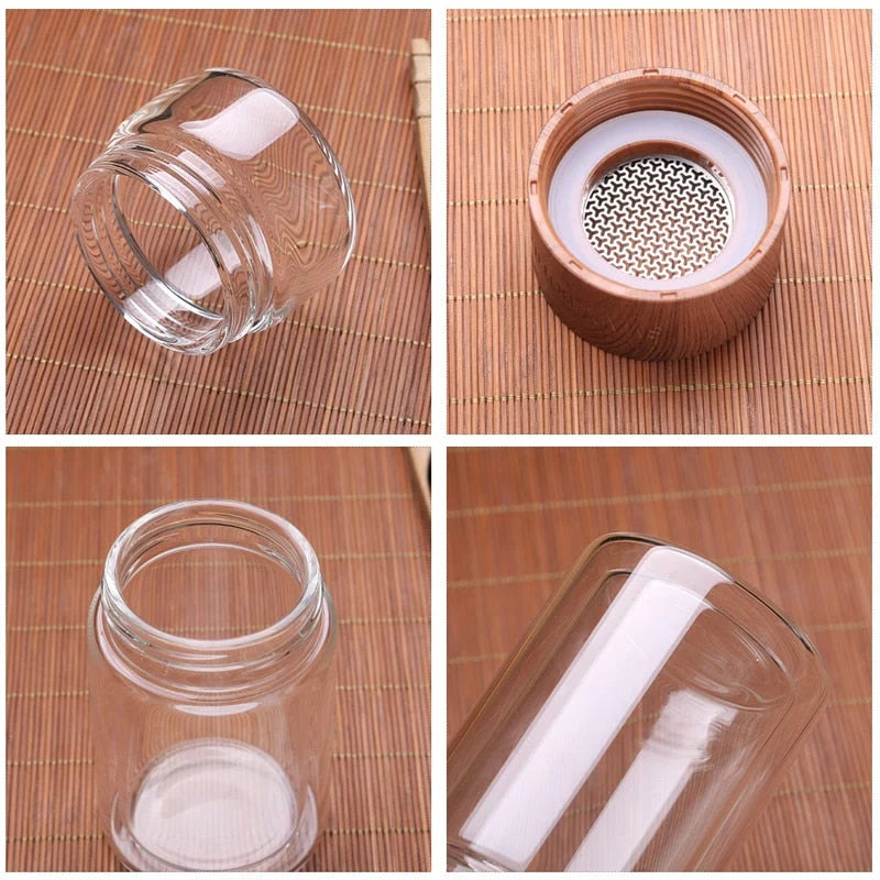 Tea Infuser Portable Borosilicate Glass Stainless Steel 200ml