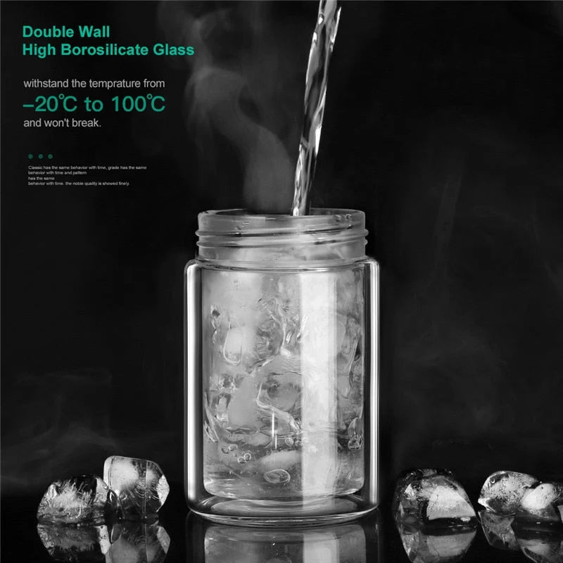 Tea Infuser Portable Borosilicate Glass Stainless Steel 200ml
