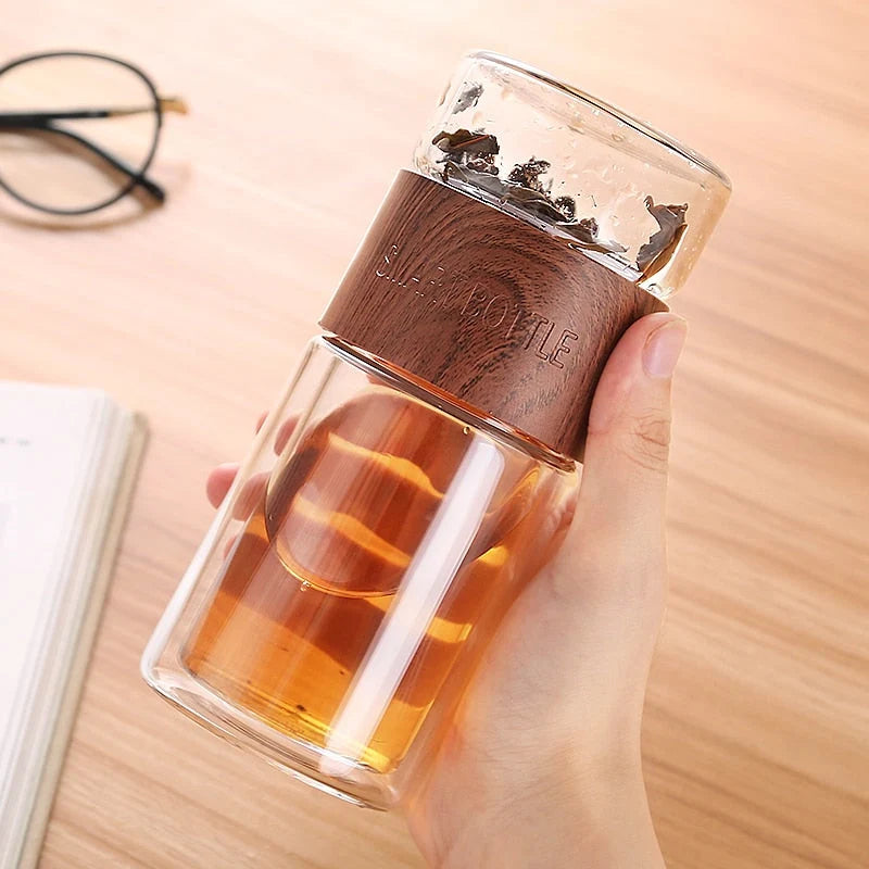 Tea Infuser Portable Borosilicate Glass Stainless Steel 200ml