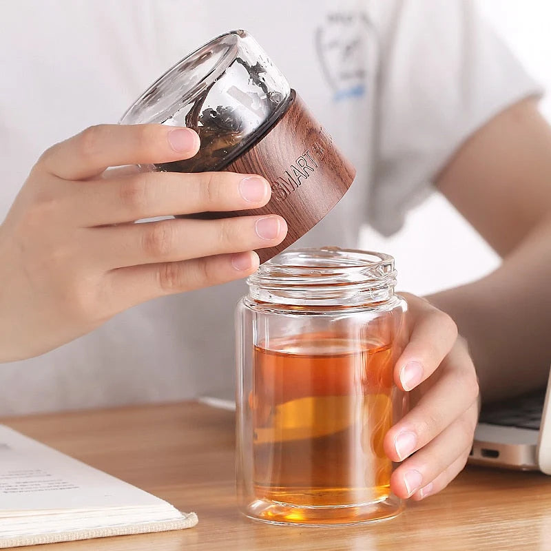 Tea Infuser Portable Borosilicate Glass Stainless Steel 200ml