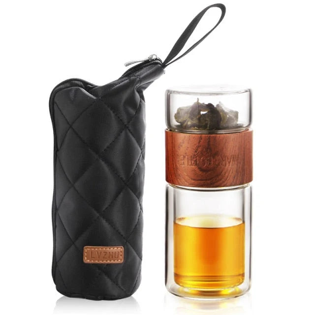 Tea Infuser Portable Borosilicate Glass Stainless Steel 200ml