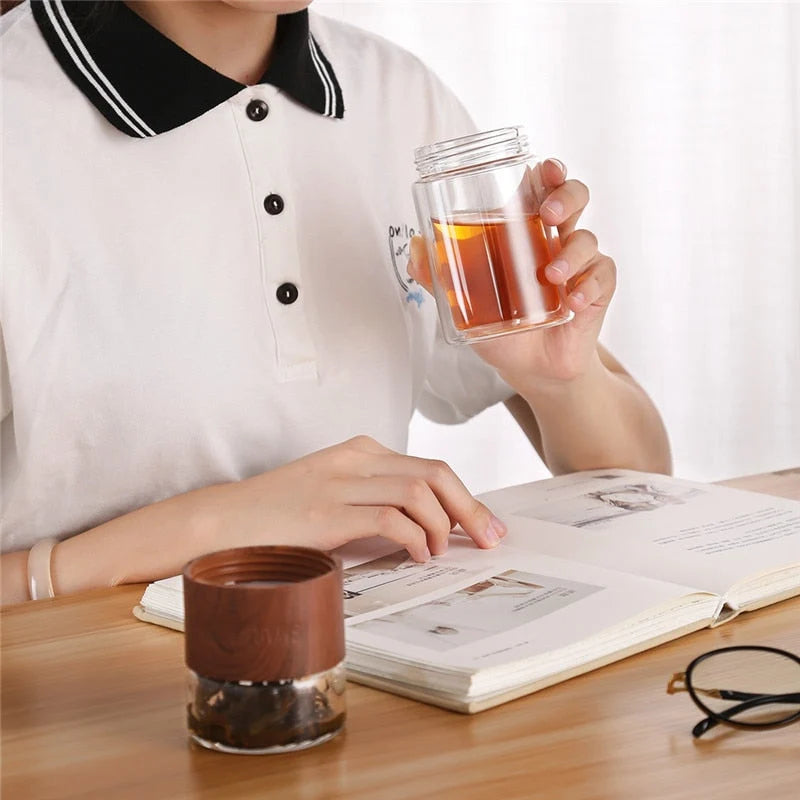 Tea Infuser Portable Borosilicate Glass Stainless Steel 200ml