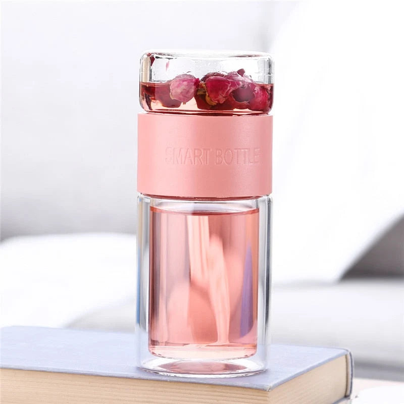 Tea Infuser Portable Borosilicate Glass Stainless Steel 200ml