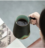 Tea Mug Ceramic Infuser & Lid 13.5 Oz