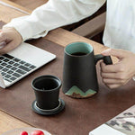 Tea Mug Ceramic Infuser & Lid 13.5 Oz