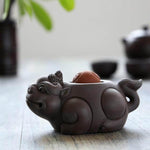 Tea Pet Purple Clay Toad Figurine Japanese Inspired Tea Table Decor