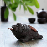 Tea Pet Purple Clay Toad Figurine Japanese Inspired Tea Table Decor
