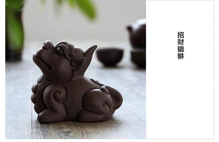 Tea Pet Purple Clay Toad Figurine Japanese Inspired Tea Table Decor