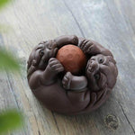 Tea Pet Purple Clay Toad Figurine Japanese Inspired Tea Table Decor