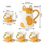 Tea Set Ceramic Cat Design Set of 5
