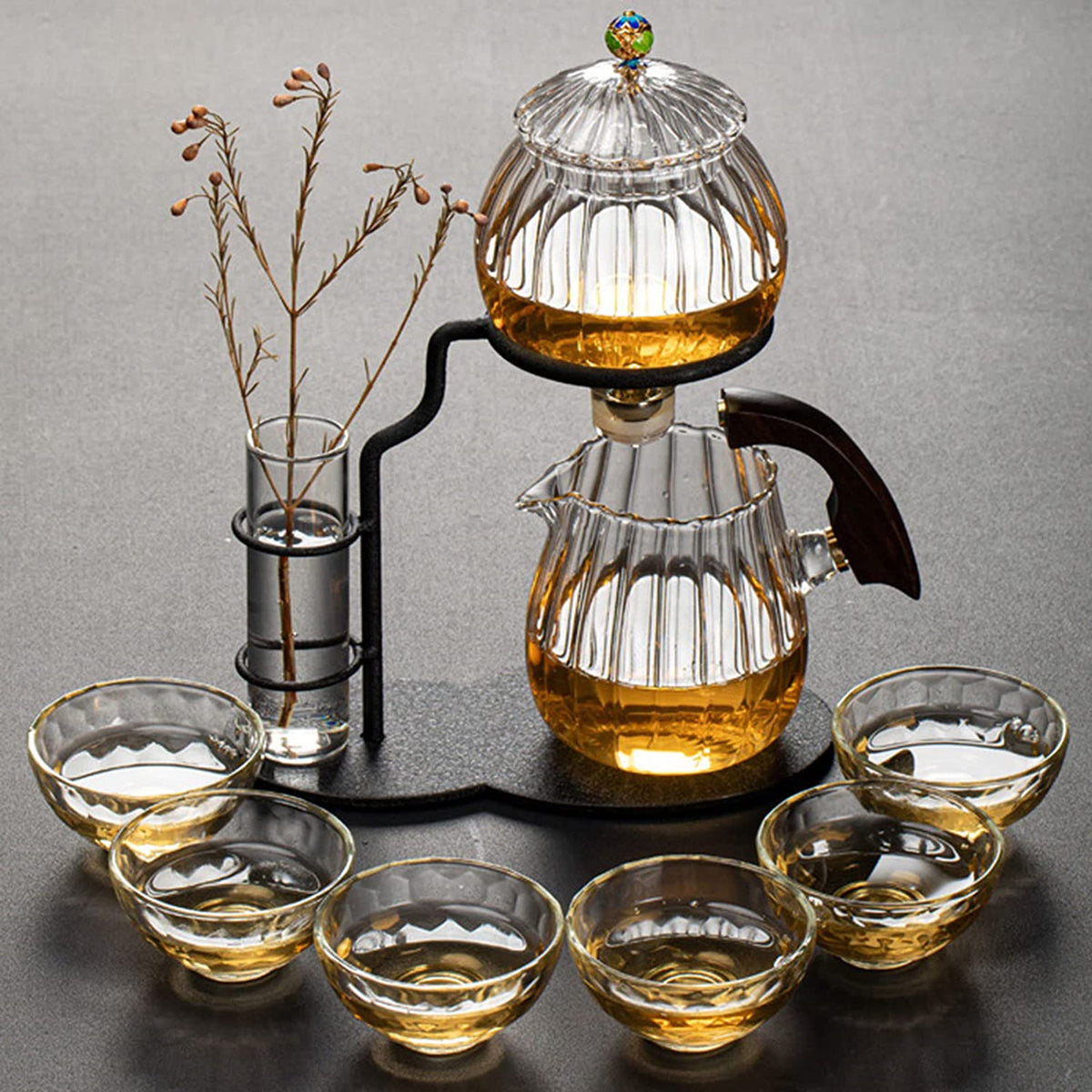 Tea Set Magnetic Semi-Automatic Glass And Metal