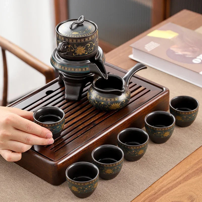 Tea Set Porcelain Golden Dragon Design With Filter Base & Fair Cup