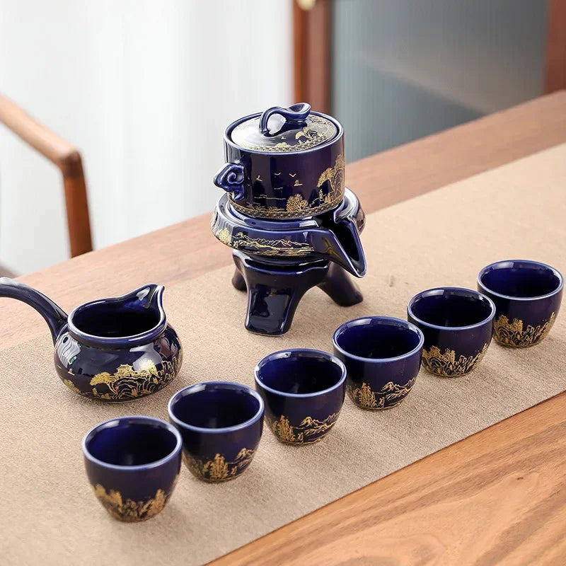 Tea Set Porcelain Golden Dragon Design With Filter Base & Fair Cup
