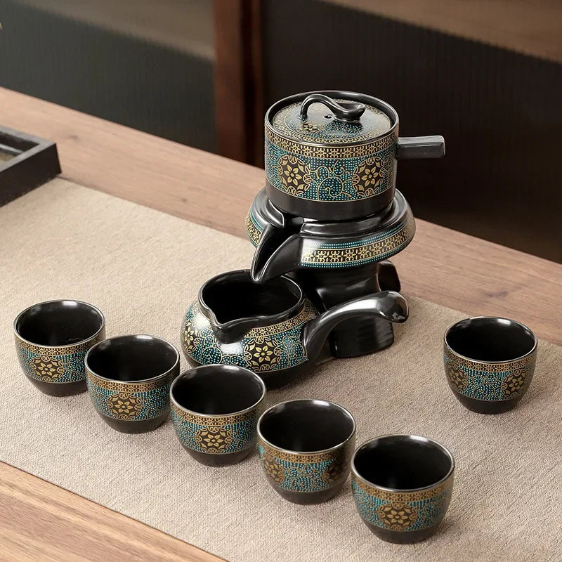Tea Set Porcelain Golden Dragon Design With Filter Base & Fair Cup