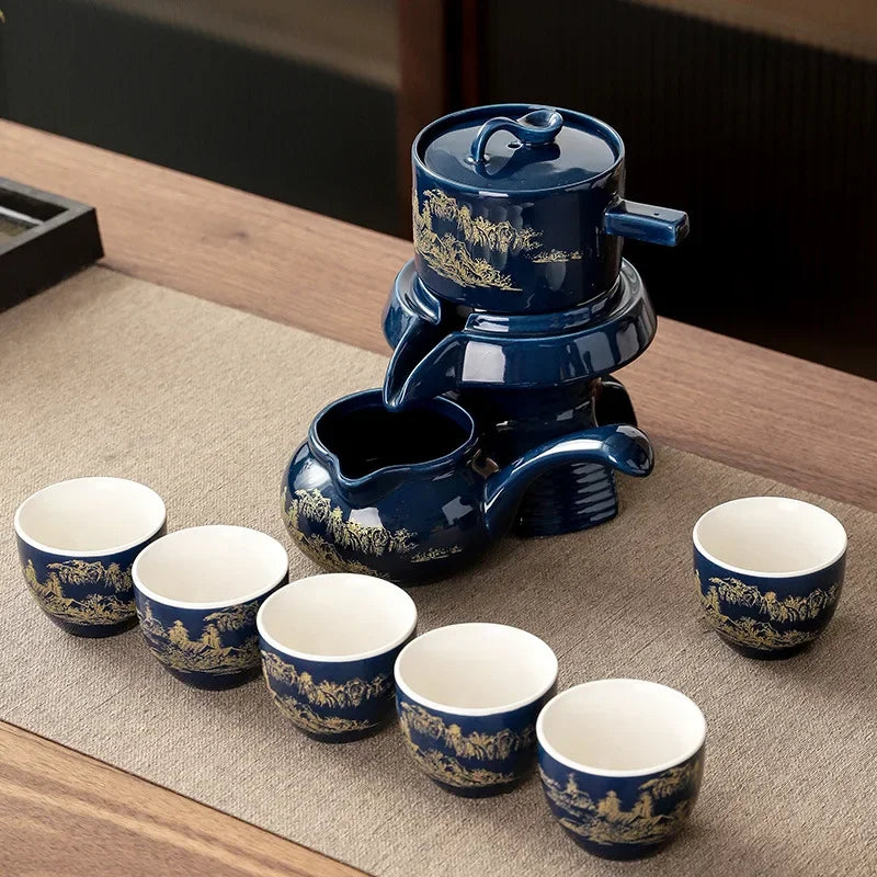 Tea Set Porcelain Golden Dragon Design With Filter Base & Fair Cup