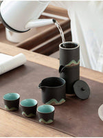 Tea Set Pottery Mountain Design Metal Filter Set of 5