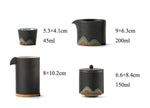 Tea Set Pottery Mountain Design Metal Filter Set of 5
