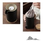 Tea Set Pottery Mountain Design Metal Filter Set of 5