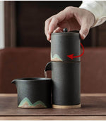 Tea Set Pottery Mountain Design Metal Filter Set of 5