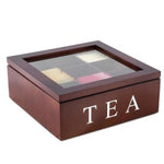 Tea Storage Box Natural Wood 9 Compartments Dust-Resistant Design