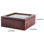 Tea Storage Box Wood 9 Compartments Dust-Protective Lid