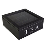 Tea Storage Box Wooden 9 Compartments Skylight Lid