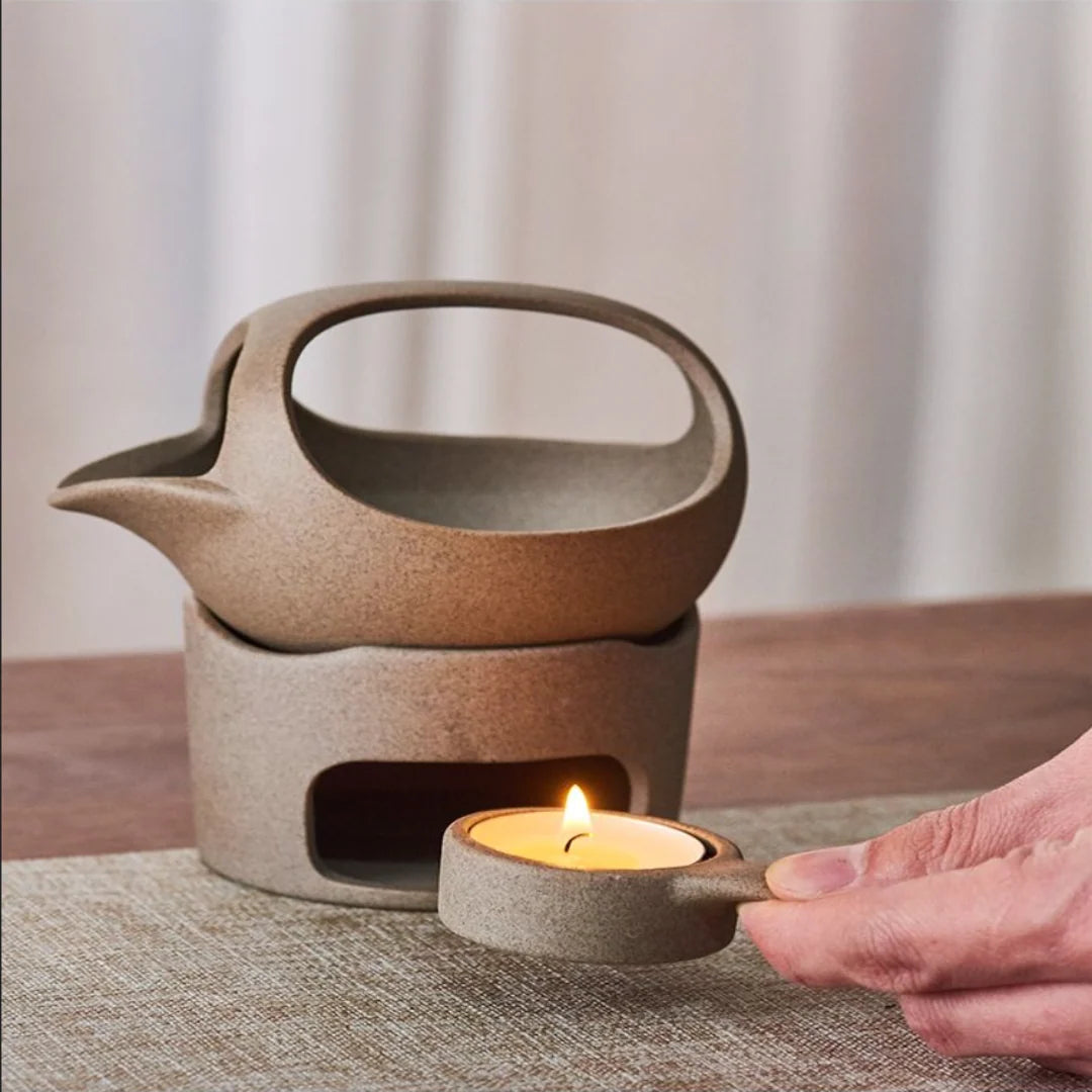 Tea Warmer Glazed Ceramic Built-In Candle Warmer