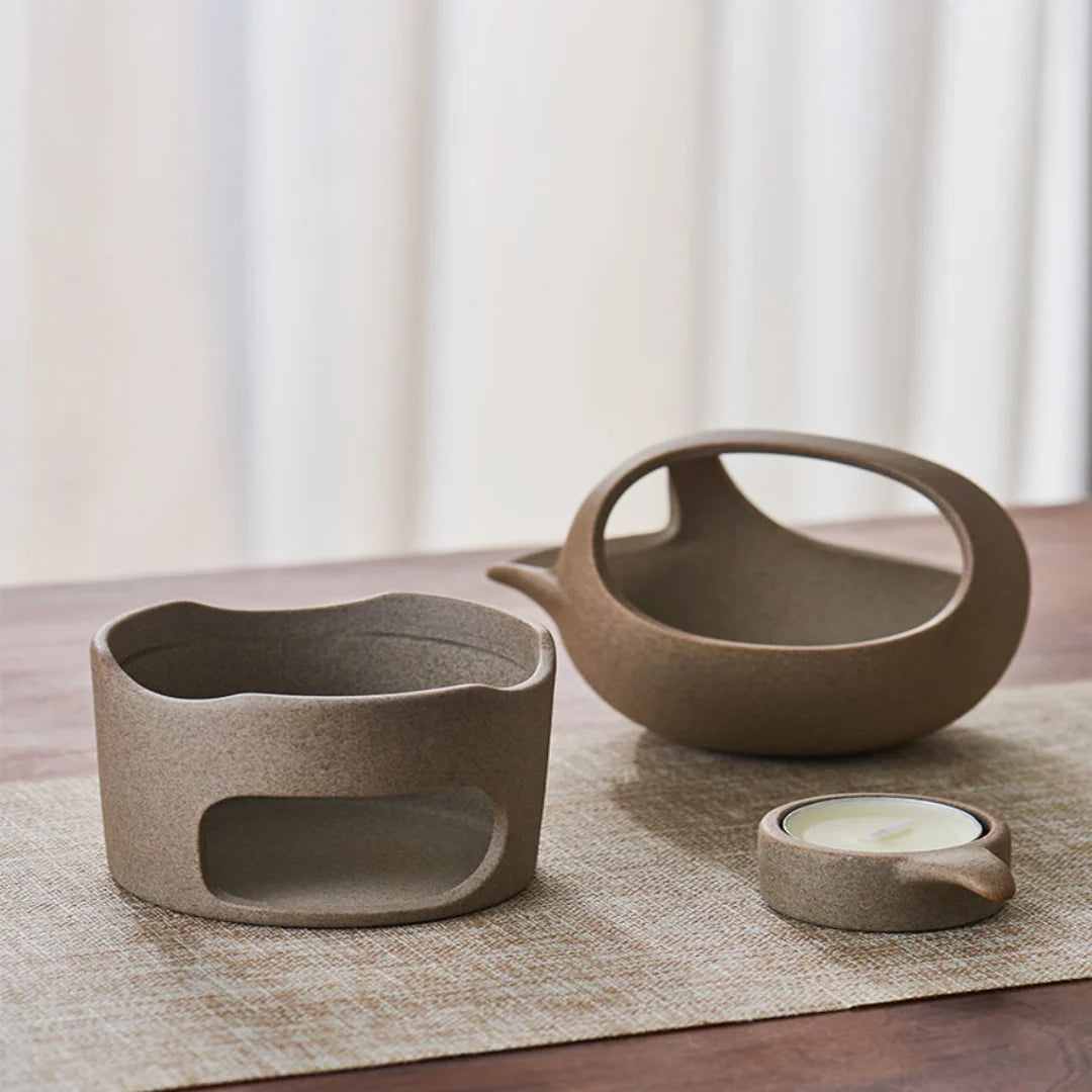 Tea Warmer Glazed Ceramic Built-In Candle Warmer