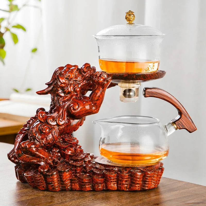 Teapot Glass Loose Leaf Infuser Dragon Design