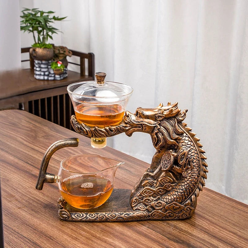 Teapot Glass Loose Leaf Infuser Dragon Design