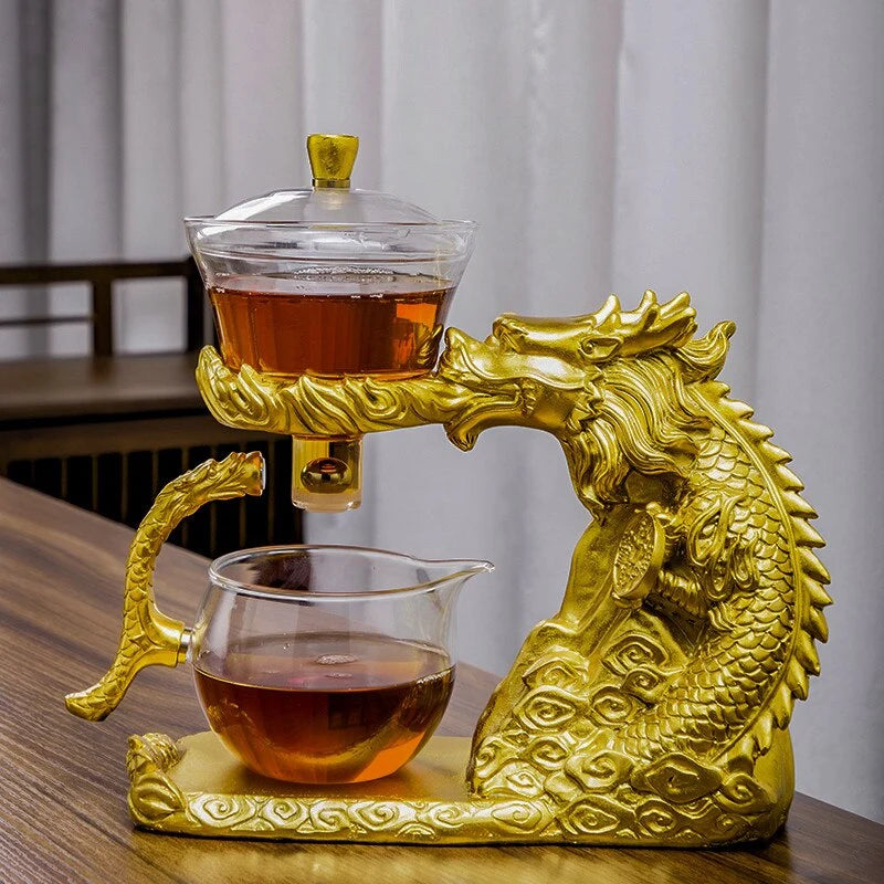 Teapot Glass Loose Leaf Infuser Dragon Design