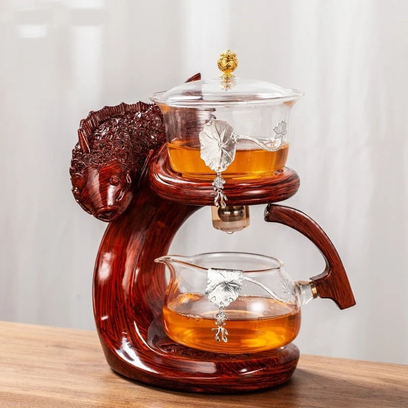 Teapot Magnetic Fish Design Glass & Resin