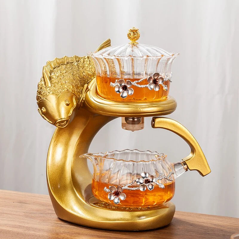 Teapot Magnetic Fish Design Glass & Resin