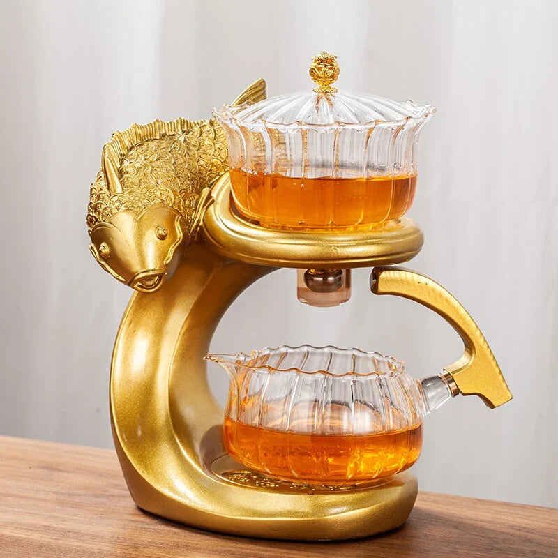 Teapot Magnetic Fish Design Glass & Resin