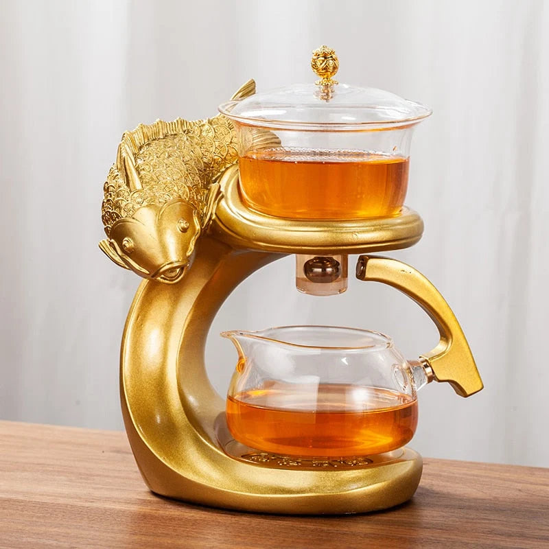 Teapot Magnetic Fish Design Glass & Resin