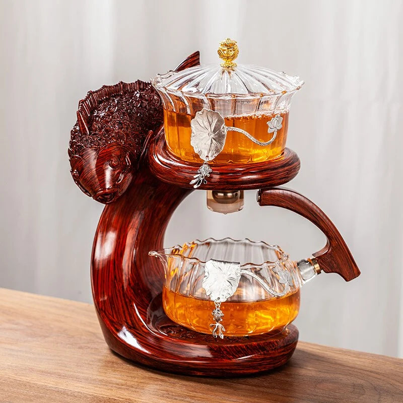 Teapot Magnetic Fish Design Glass & Resin