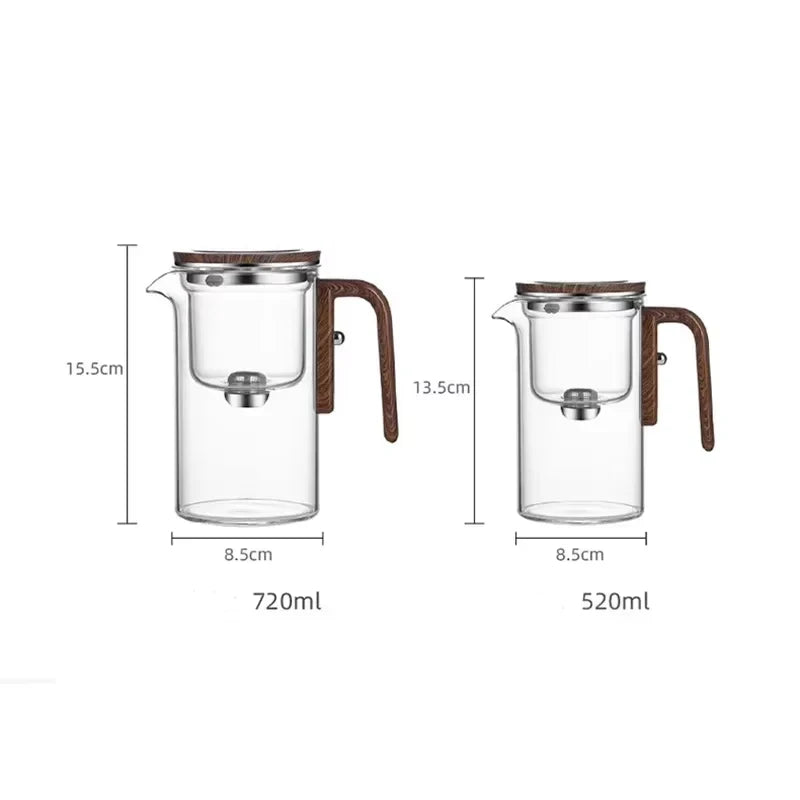 Teapot Magnetic Tea Separation Glass Body Wooden Handle