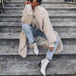 Teddy Coat Faux Fur Below-The-Knee White