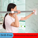 Tension Curtain Rod Adjustable Stainless Steel Drill-Free Rust-Resistant