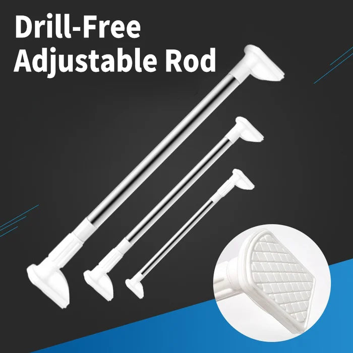 Tension Curtain Rod Adjustable Stainless Steel Drill-Free Rust-Resistant