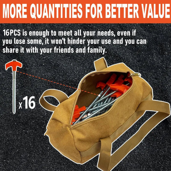 Tent Stakes 8-Inch Screw-In Rust-Resistant Carbon Steel