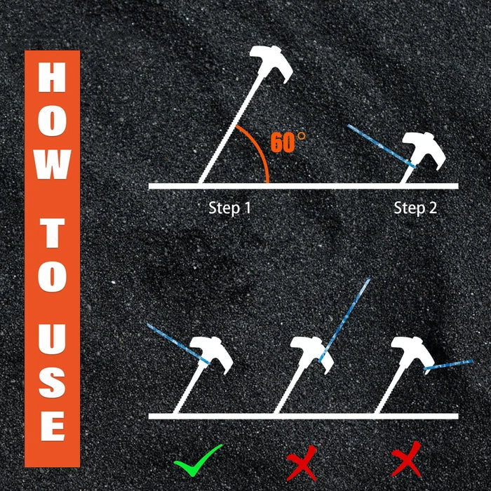 Tent Stakes Screw-In Carbon Steel Orange Top