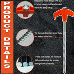 Tent Stakes Screw-In Carbon Steel Orange Top
