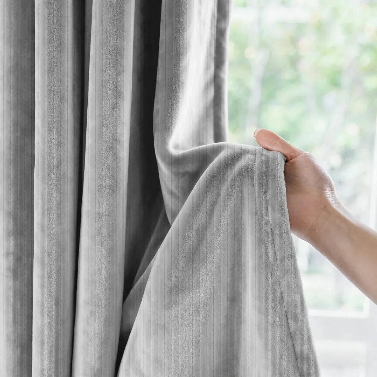 Thermal Curtain Set Insulating Light-Reducing With Rod & Tiebacks
