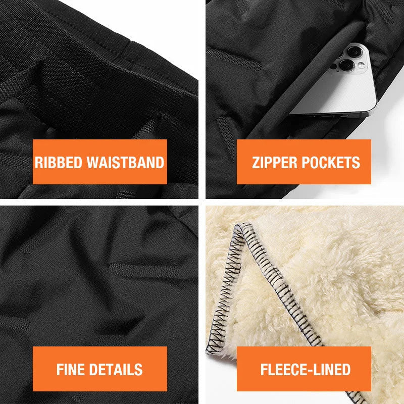 Thermal Pants Fleece-Lined Water-Repellent Zipper Pockets