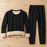 Thermal Underwear Set Fleece-Lined Full-Coverage Top and Bottoms