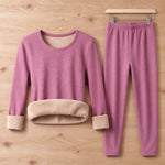 Thermal Underwear Set Fleece-Lined Full-Coverage Top and Bottoms