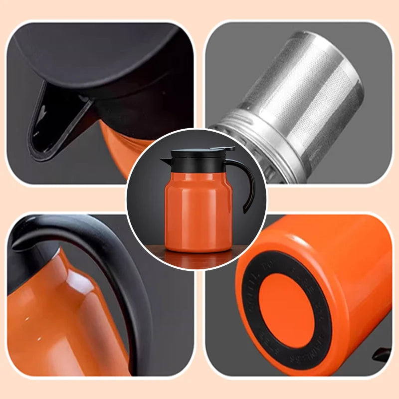 Thermos Flask 316 Stainless Steel Integrated Tea Filter One-Click Pour Spout